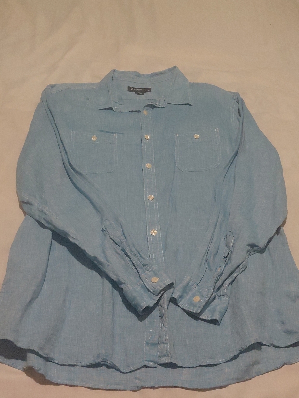 Daniel Cremieux Men's Pale Blue Lightweight 100% Linen Long Sleeve Shirt XL